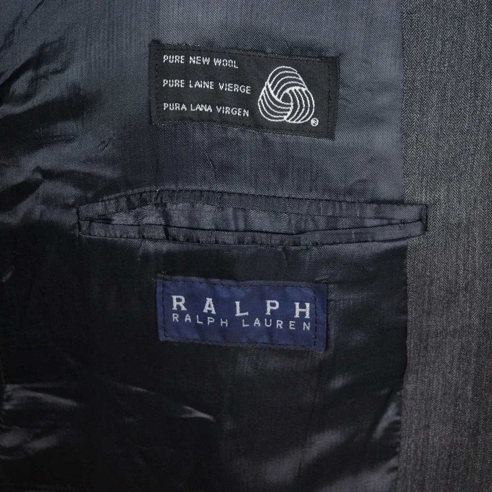 Ralph Ralph Lauren Suit Men 46 40W 26L Charcoal Gray Herringbone Career Wool‎